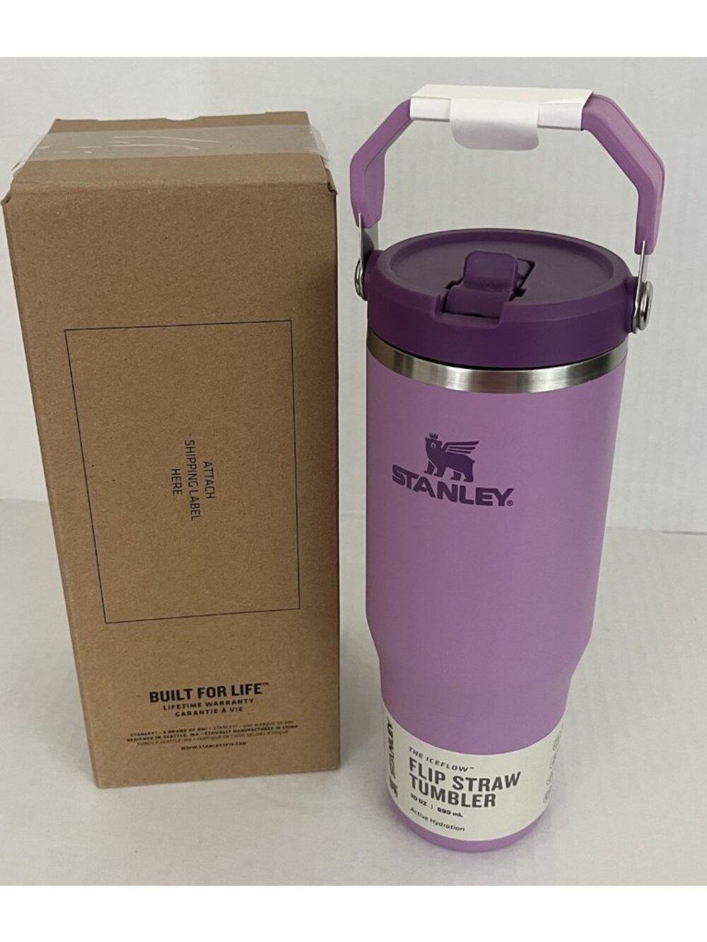 Stanley Lilac IceFlow Flip Straw Tumbler Cup 30oz With Handle Stainless Steel